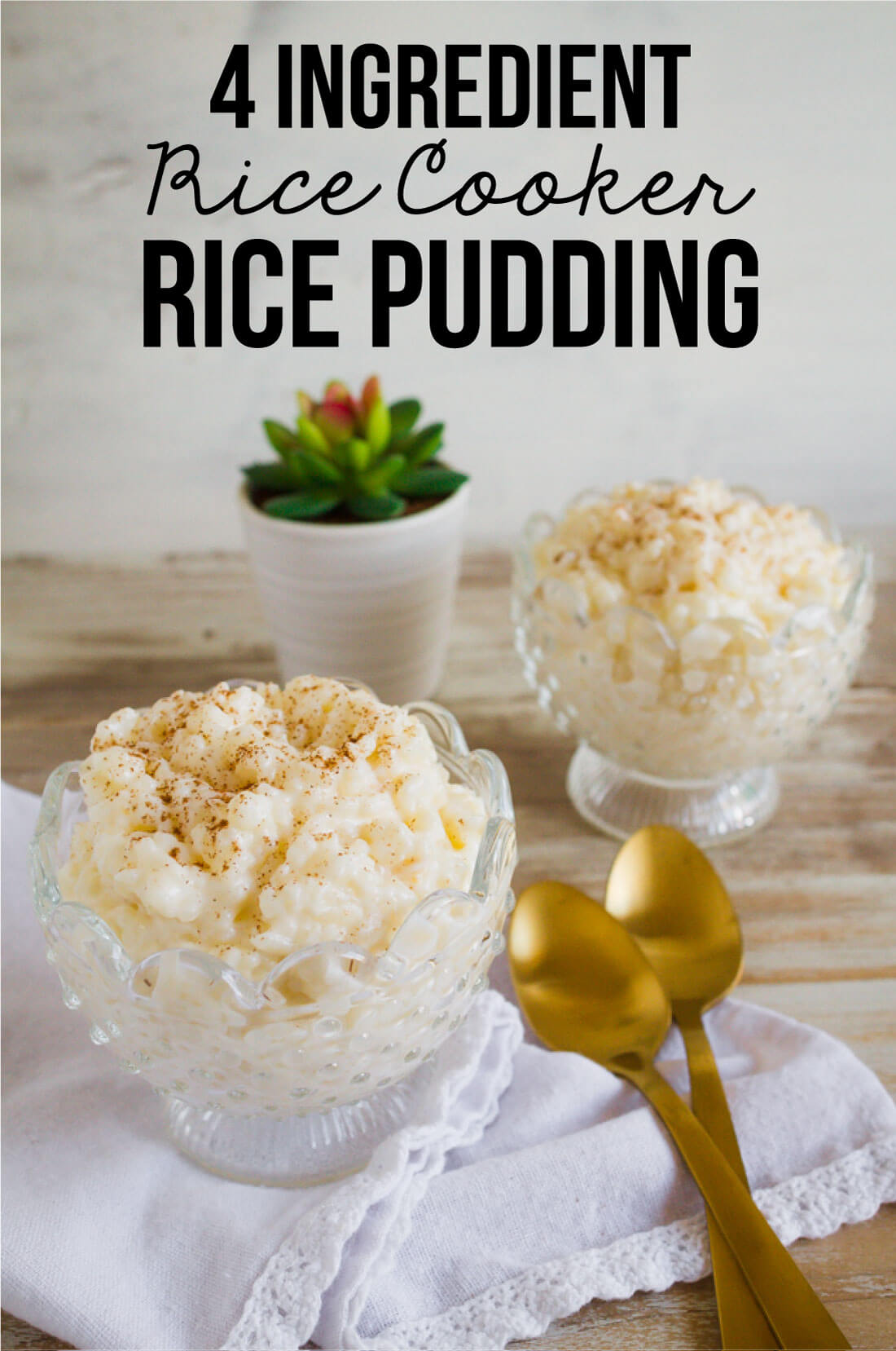 4 Ingredient Rice Cooker Rice Pudding - it's so easy to make and tastes so good! 