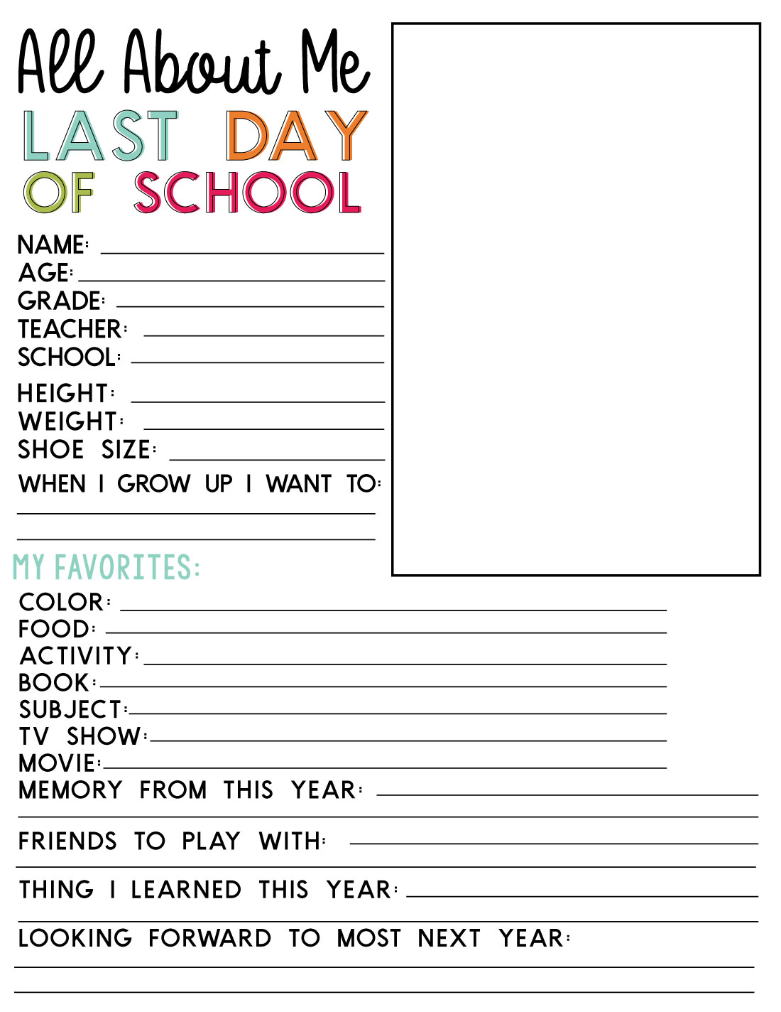 Last Day Of School Printables