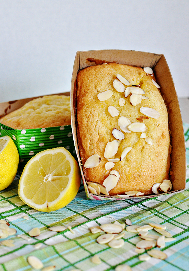 Glazed Lemon Bread with optional almond topping- amazing and simple, light and fluffy. Yum!