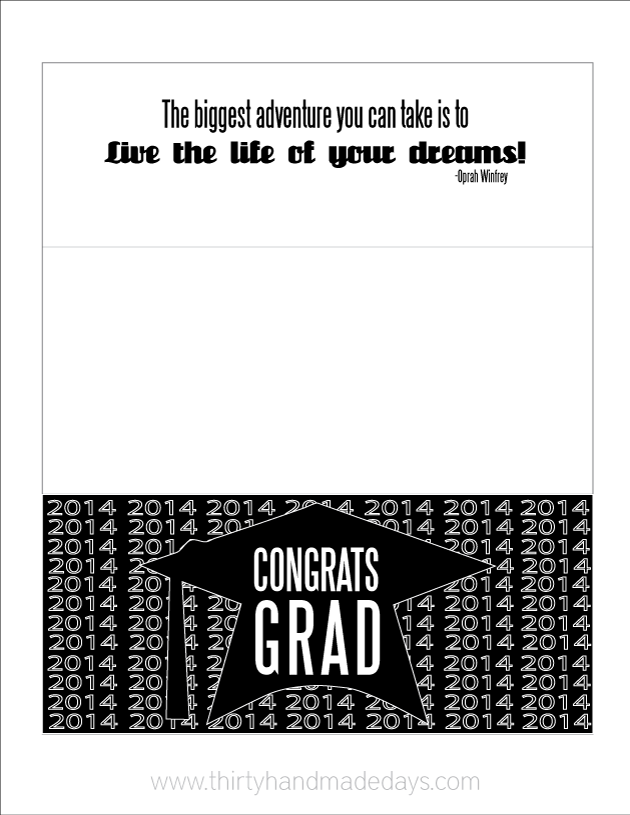 2014 Printable Graduation Money Card Holder- simply print out, fold, stuff with money and done!