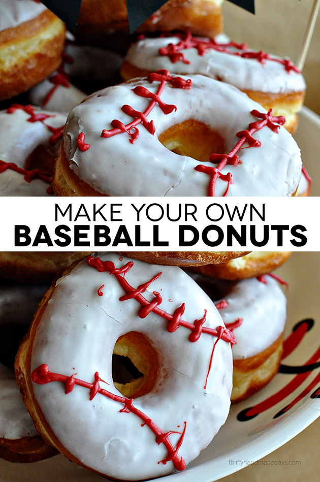 Make your own baseball donuts- so cute and easy to make. Perfect for snack, team party or birthday party!