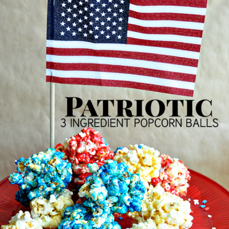 Patriotic 3 Ingredient Popcorn Balls- the easiest popcorn balls EVER and they taste great!