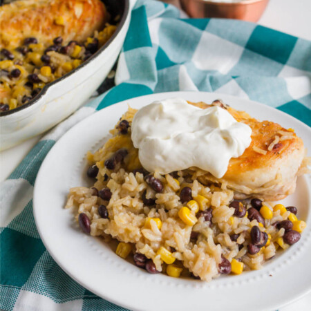 One Pan Chicken Fiesta Bake - a super easy, one pot meal that your whole family will love. www.thirtyhandmadedays.com