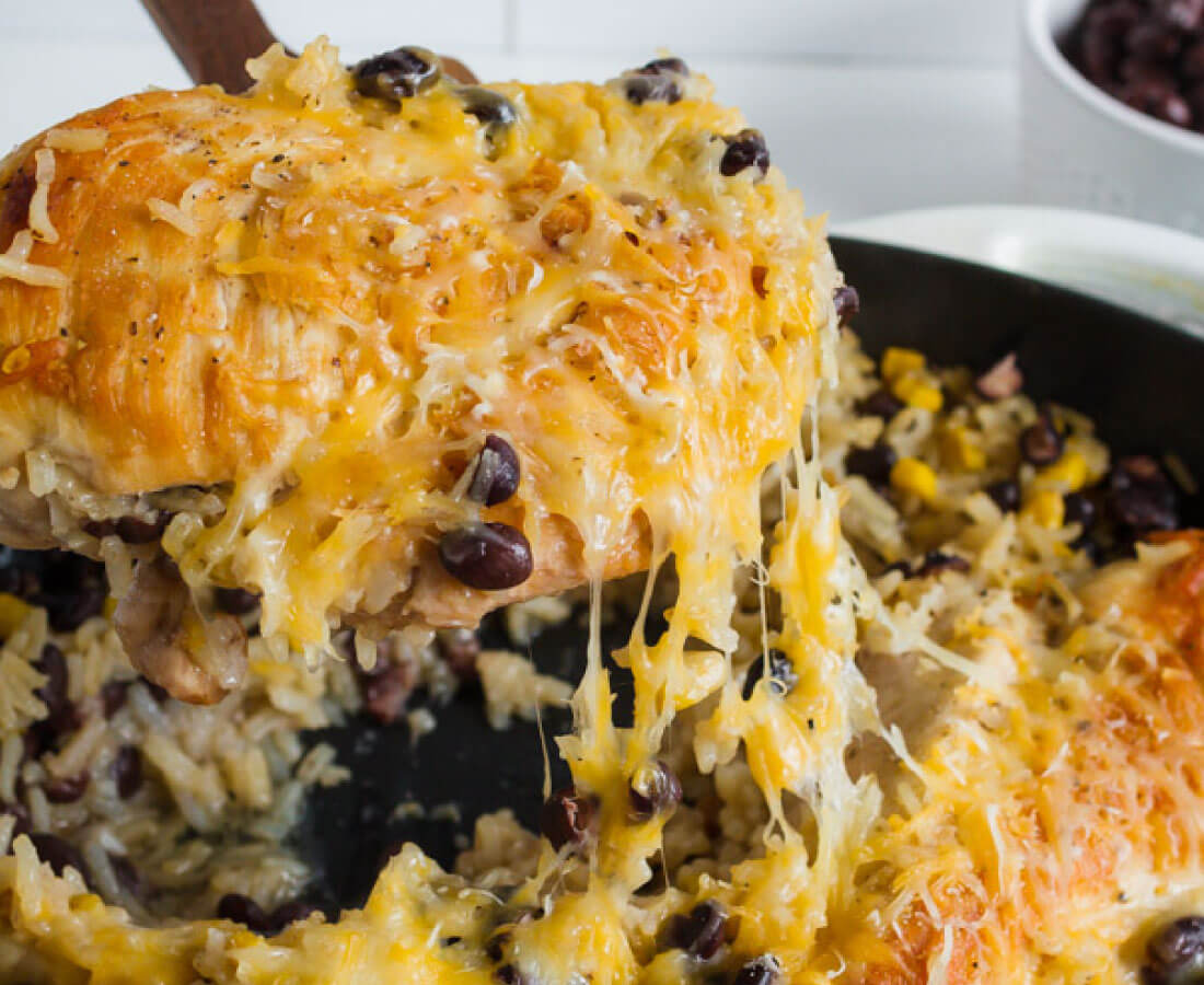 One Pan Chicken Fiesta Bake - a super easy, one pot meal that your whole family will love.