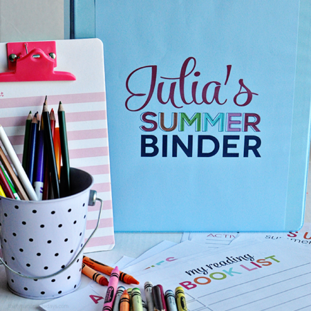 Printable Summer Binder- create a binder full of fun for your kids this summer! Beat the boredom blues! Printables for each section included.