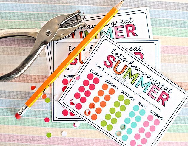 Summer Activity Punch Cards to prevent "Mom I'm bored" all summer long! Print out and get punching. 