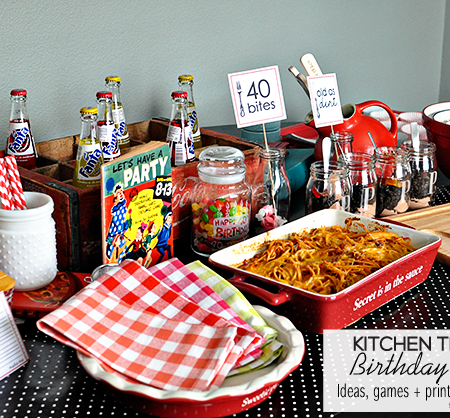 40 Bites! Kitchen themed birthday party with ideas, games, and printables included. | Thirty Handmade Days