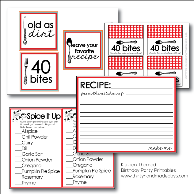 Super fun Kitchen Themed Birthday Party Printables | Thirty Handmade Days