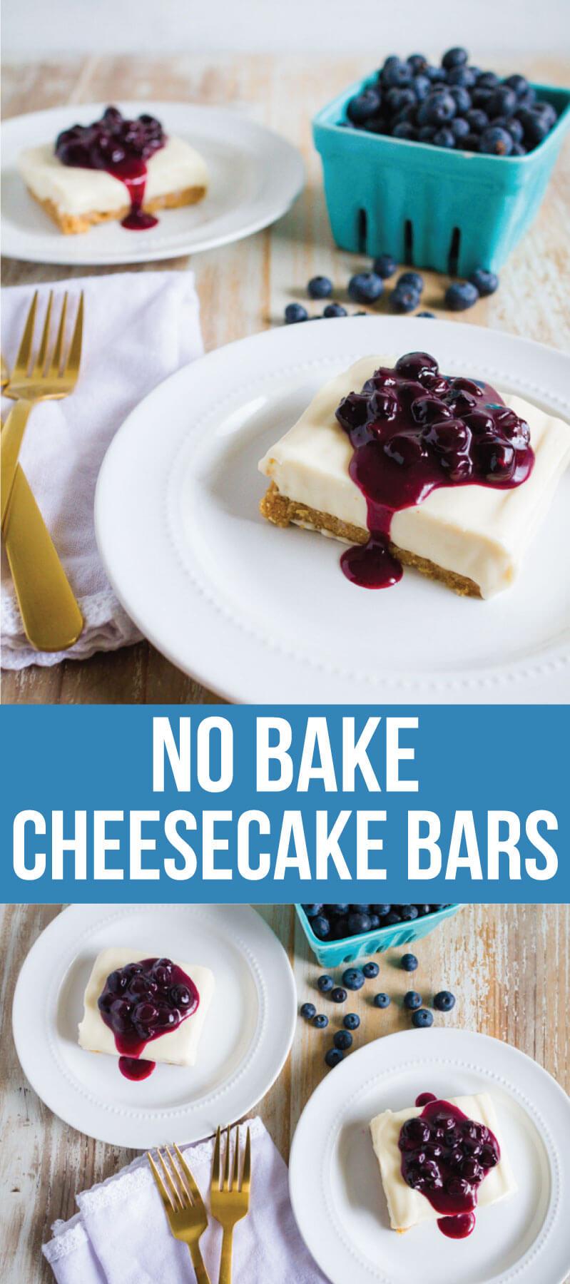 No Bake Cheesecake Bars with Fresh Blueberry Sauce - a delicious, must try, easy dessert. thirtyhandmadedays.com