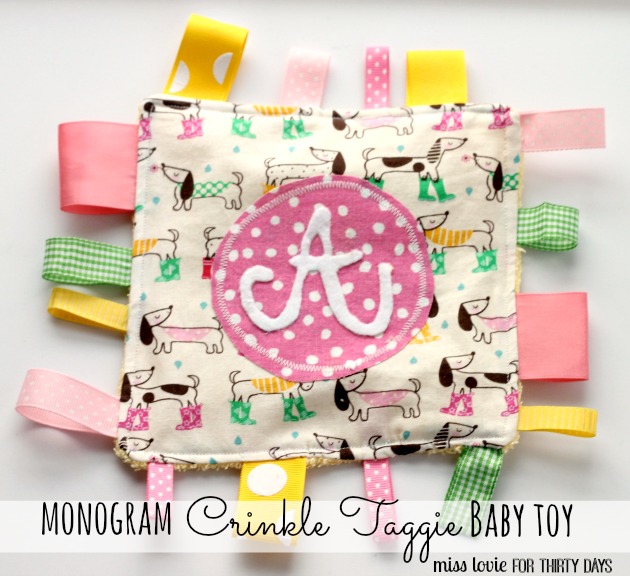 Monogram Crinkle Taggie Baby Toy