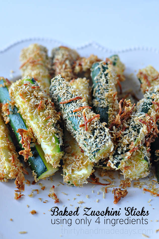 Baked Zucchini Sticks - a healthy take on a delicious side dish or appetizer. | Thirty Handmade Days