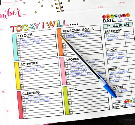 Free Printable Daily To Do Checklist from Thirty Handmade Days