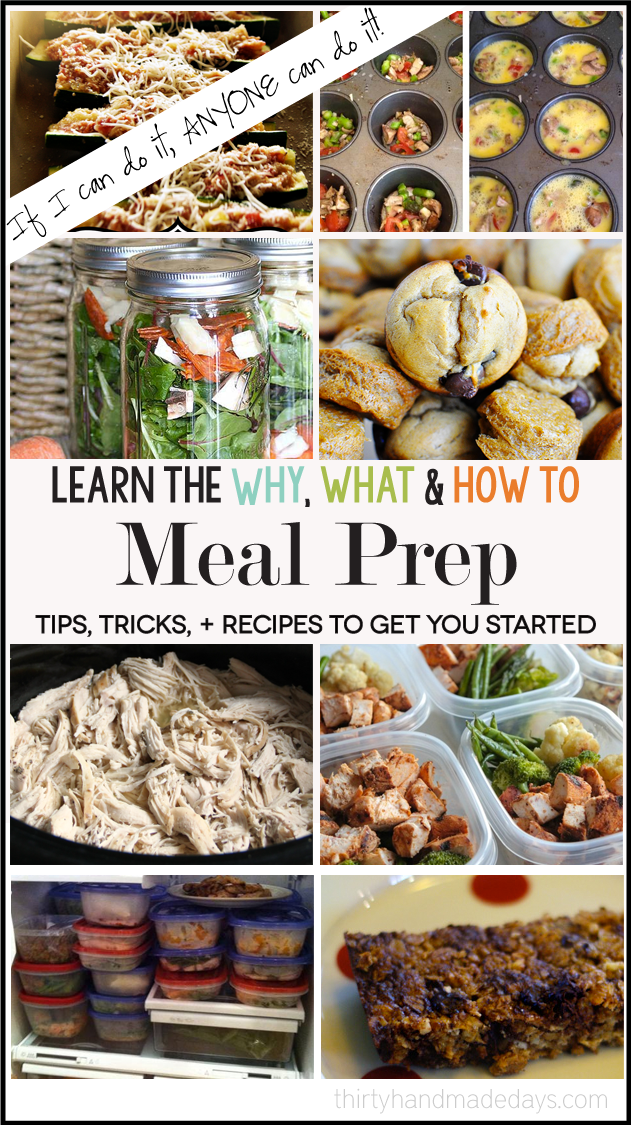 Learn the why, what and how-to's for meal prep ideas! Featuring 100 tips, tricks, recipes and more. | Thirty Handmade Days