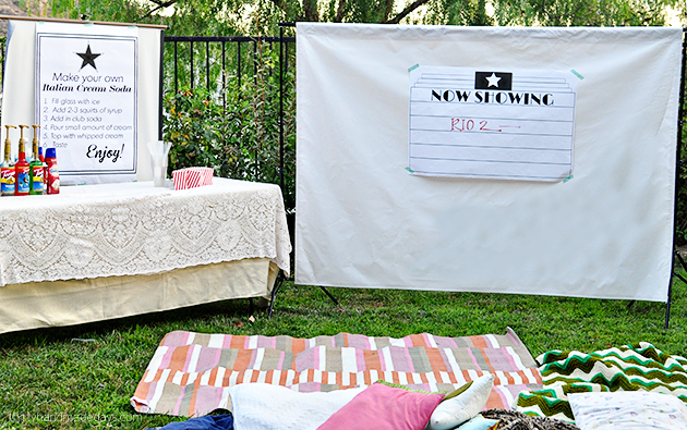 DIY Outdoor Movie Night + Italian Cream Soda Bar - fun ideas from Thirty Handmade Days