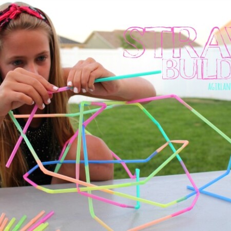 Fun Kids Crafts- straw building from A Girl and a Glue Glun