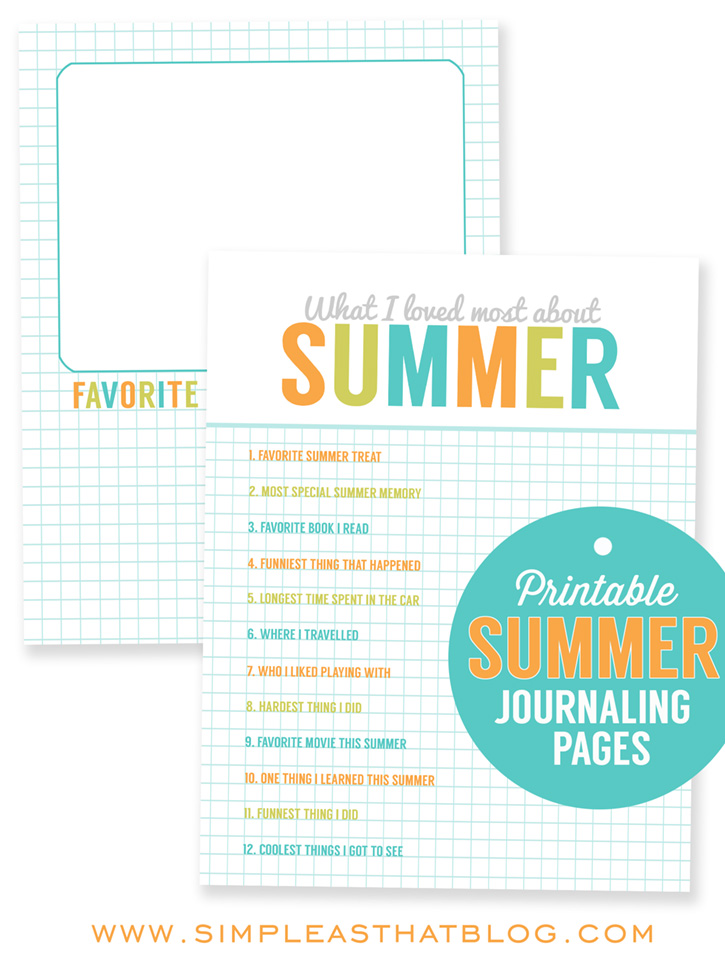 Printable Summer Journaling Pages - have your kids fill in these pages. 