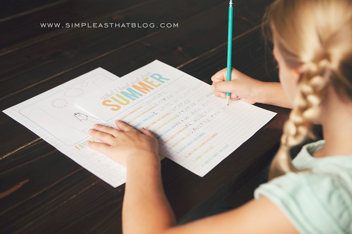 Printable Summer Journaling Pages - have your kids fill in these pages.   Filling in the pages.