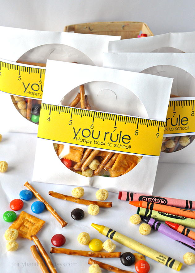 You rule! Happy Back to school printable with yummy school mix www.thirtyhandmadedays.com