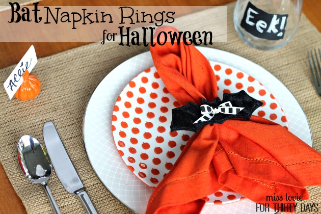 Bat Napkin Rings for Halloween-Miss Lovie for Thirty Handmade Days