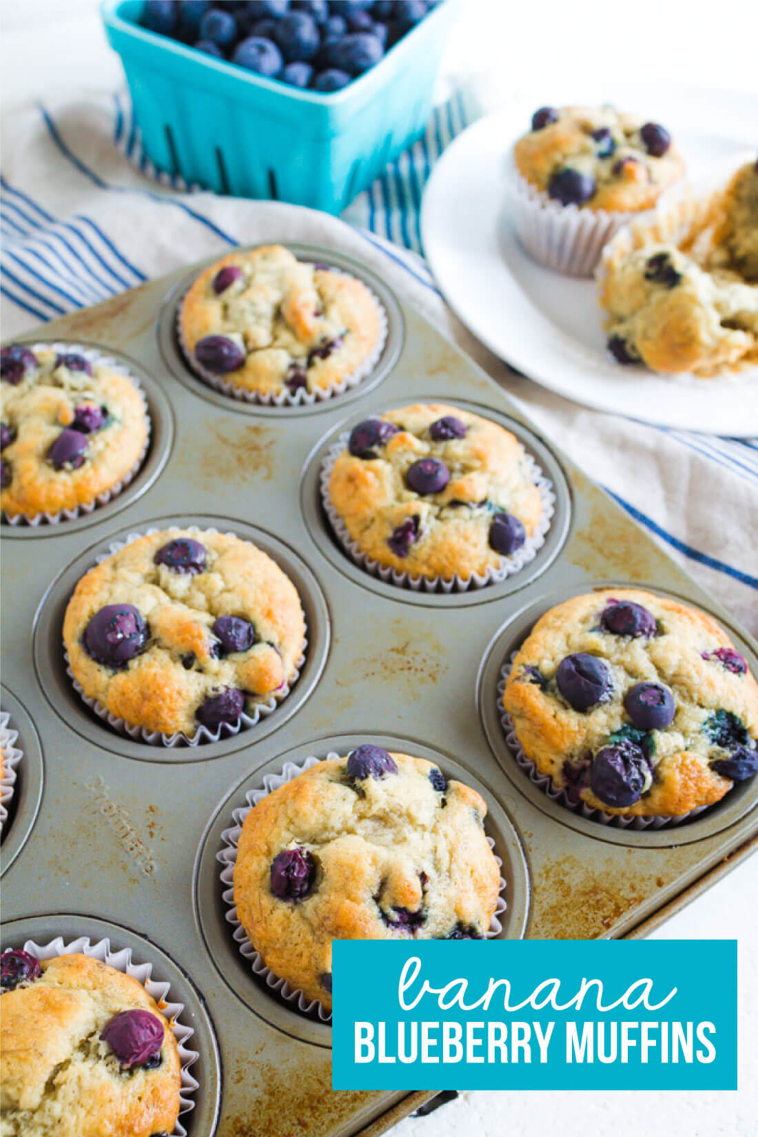 Simple to make and family friendly, these Banana Blueberry Muffins are super tasty. You'll want to make this blueberry muffin recipe over again and again.