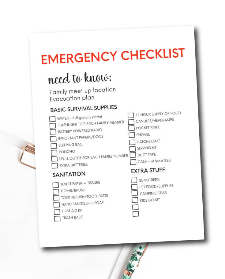 Printable Emergency Supplies List from 30daysblog