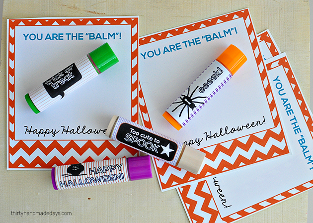 "You are the balm" free Halloween printables -  Lip Balm Labels from www.thirtyhandmadedays.com