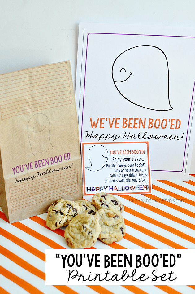 Fun "You've Been Boo'ed" Printable Halloween set from thirtyhandmadedays.com