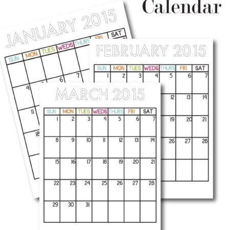 Updated 2015 Printable Calendars from Thirty Handmade Days