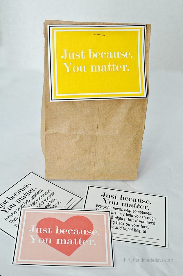 Just because printables for blessing bags from www.thirtyhandmadedays.com