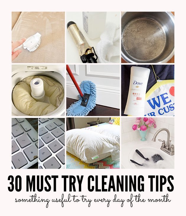 30 Must Try Cleaning Tips - try something new for every day of the month! www.thirtyhandmadedays.com