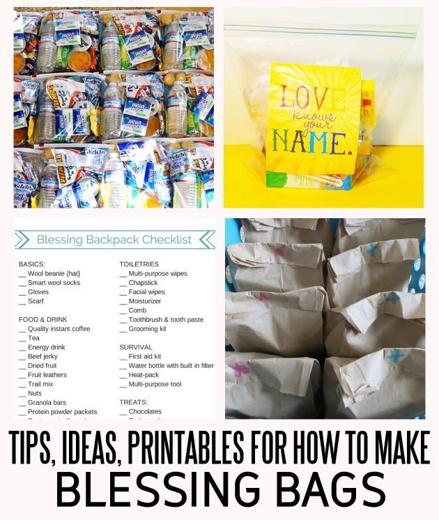 Tips, ideas and printables for how to make blessing bags www.thirtyhandmadedays.com