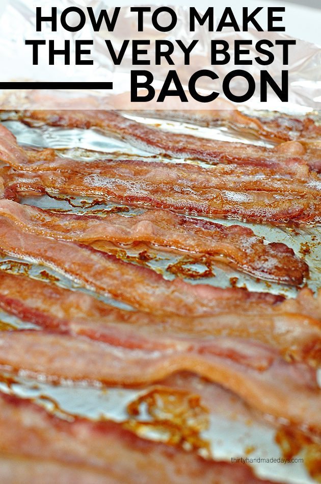 The easiest way to make bacon - in the oven! So simple and tastes great.  www.thirtyhandmadedays.com