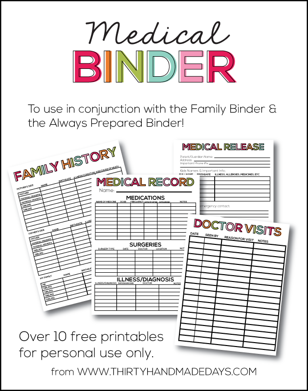 Super helpful Medical Binder with 10+ free printables to add to your family binder or to create a new binder.