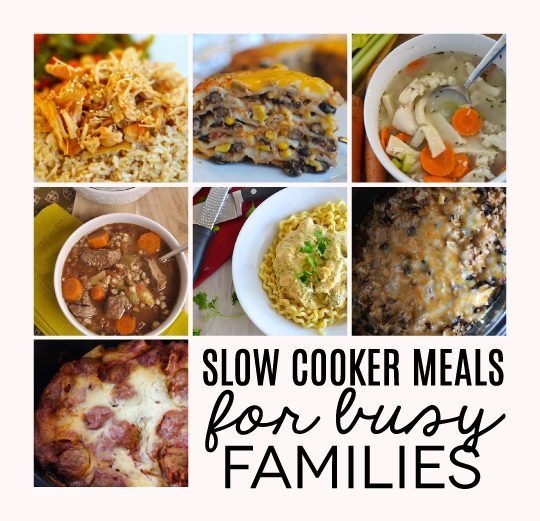 Slow Cooker Meals for busy families - a round up full of ideas to make crazy days easier.  Compiled by Thirty Handmade Days