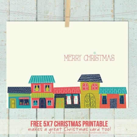 Colorful Houses Merry Christmas Printable by Live Laugh Rowe for Thirty Handmade Days