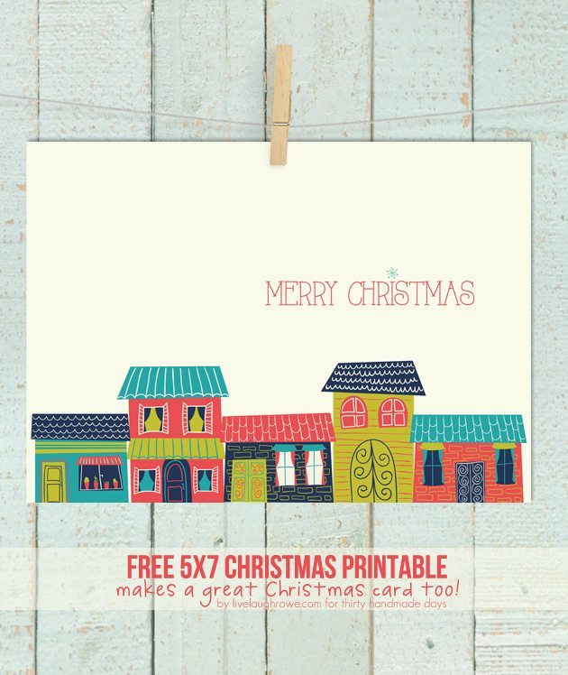 Colorful Houses Merry Christmas Printable by Live Laugh Rowe for Thirty Handmade Days