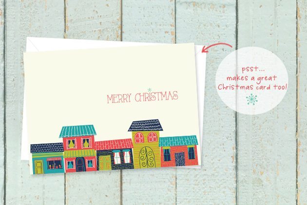 FREE 5x7 Colorful Houses Christmas Printable by Live Laugh Rowe for 30 Handmade Days!  Add to your home decor or print and use for your Christmas cards!  