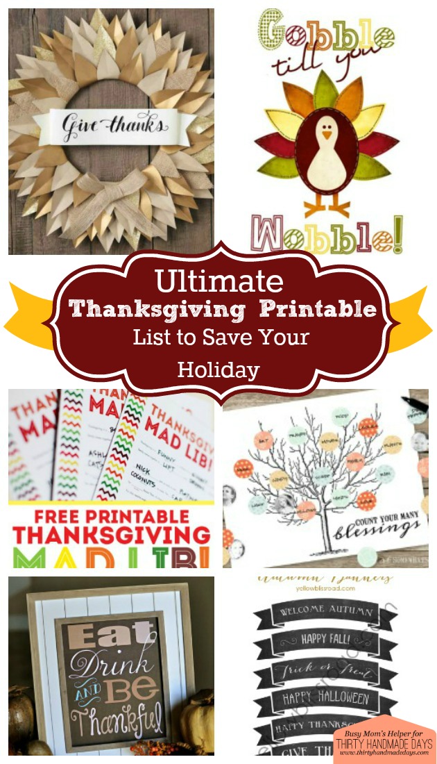 the Ultimate Thanksgiving Printables List