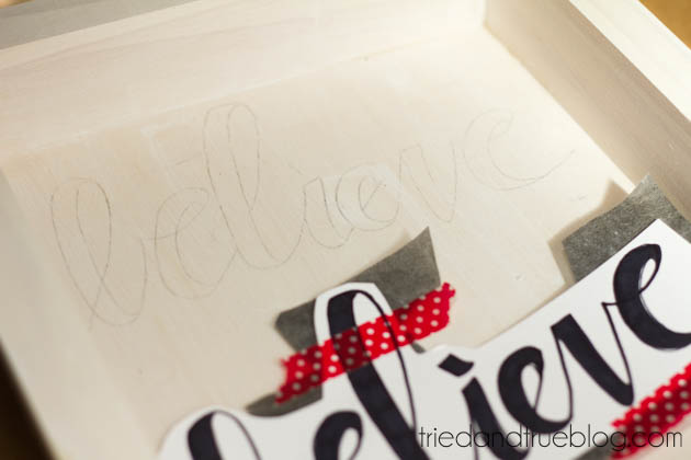 DIY Believe Sign to make for Christmas! Step 3 www.thirtyhandmadedays.com