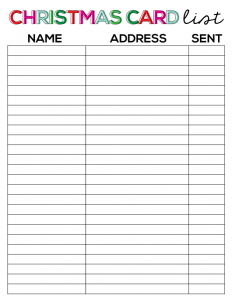 Printable Christmas Card List