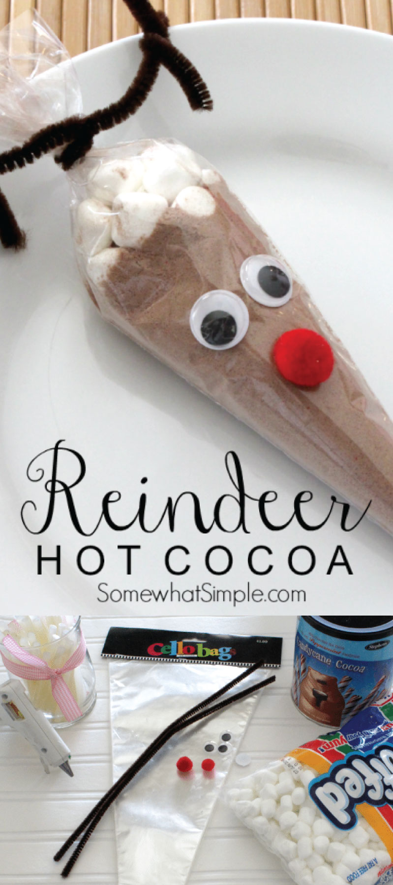Reindeer Hot Cocoa - make these cute gifts for neighbors and friends! via www.thirtyhandmadedays.com