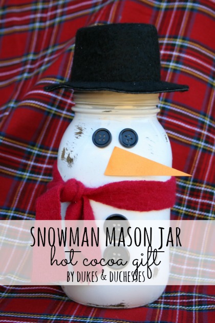 Snowman Mason Jar Hot Cocoa Gift via www.thirtyhandmadedays.com