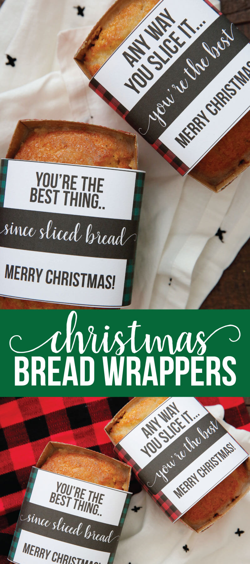 Christmas Bread Wrappers - use these cute printable wrappers to make your bread extra special. www.thirtyhandmadedays.com