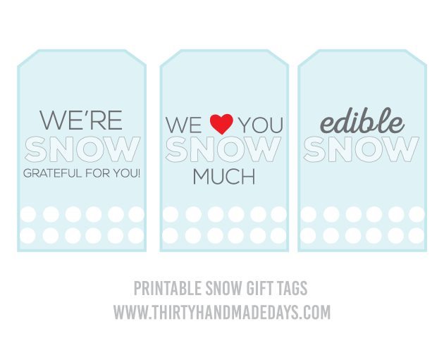 Edible Snow Mason Jar Gift Idea Printables- a simple and sweet gift idea for the holidays. | Thirty Handmade Days