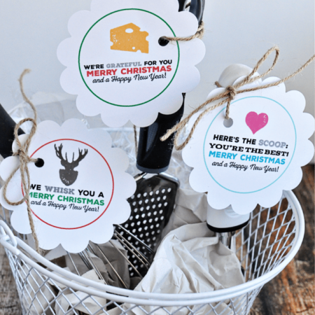 Simple kitchen Christmas Gifts with printable tags | Thirty Handmade Days