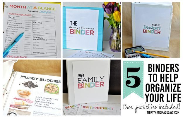 5 binders that will help you organize your life!! From www.thirtyhandmadedays.com