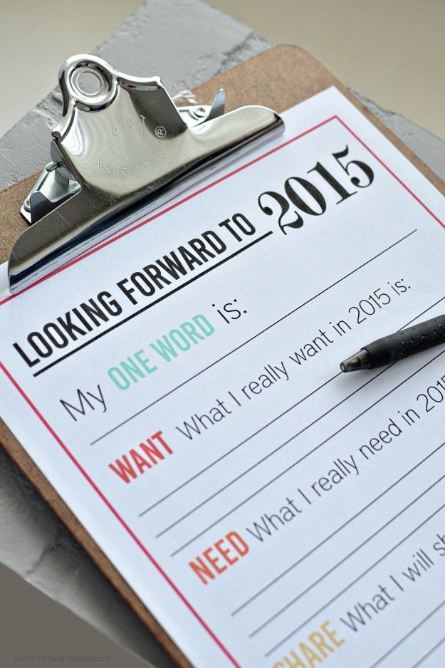 New Year's Resolutions for YOU - free printable for the new year from Thirty Handmade Days