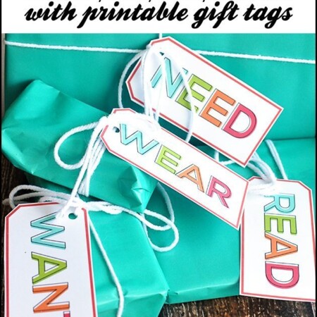 Simplifying Christmas - the Want, Need, Wear, Read idea with cute printable gift tags www.thirtyhandmadedays.com