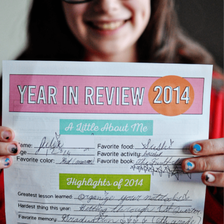 New Year's Resolutions and Year in Review for Kids - fill in the blanks and keep fort the future thirtyhandmadedays.com