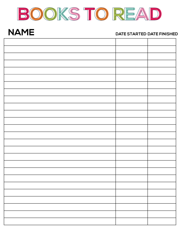 Free Printable Book List Free Printable Templates